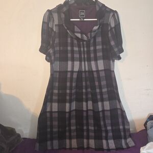 Plaid Short Sleeve Sweater Dress Size XL